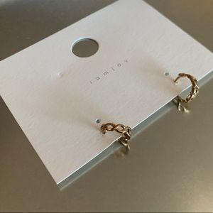 Braided Gold Lever-back Small Hoop Earrings